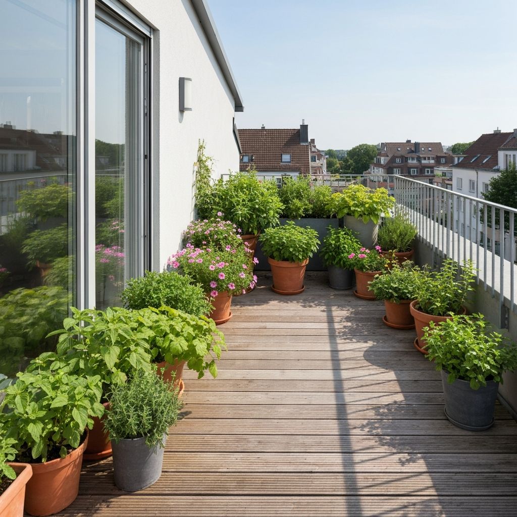 Summer urban rooftop garden